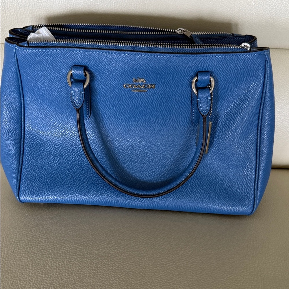 24 hr SALE Coach Royal Blue Leather Satchel with a crossbody strap.